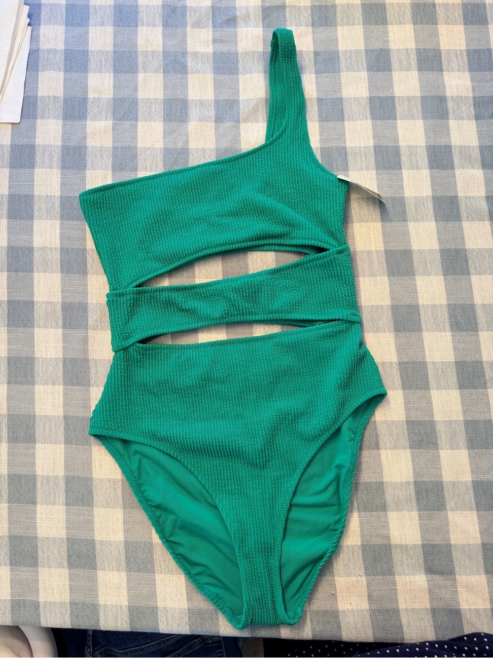 Aerie Green One-Shoulder Cutout One-Piece Swimsuit, Medium
